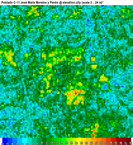 Poblado C-11 José María Morelos y Pavón elevation map