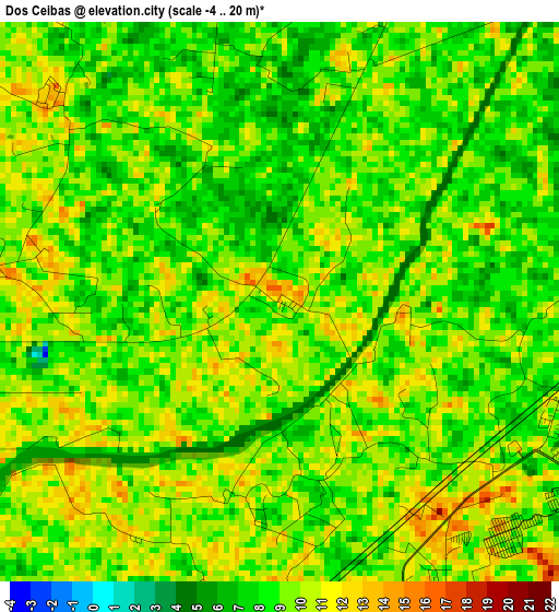 Dos Ceibas elevation map