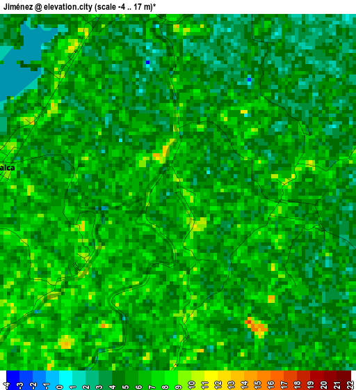 Jiménez elevation map