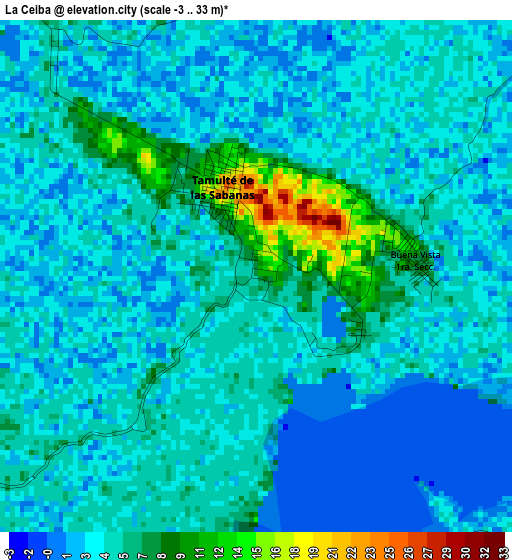 La Ceiba elevation map