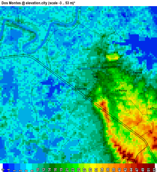 Dos Montes elevation map