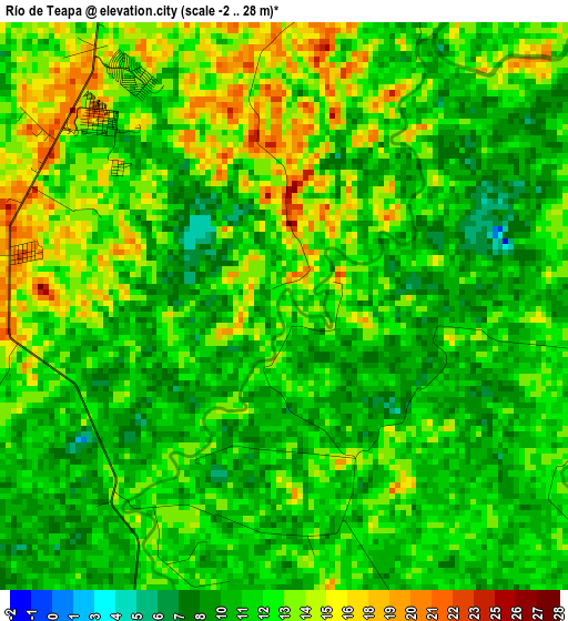 Río de Teapa elevation map