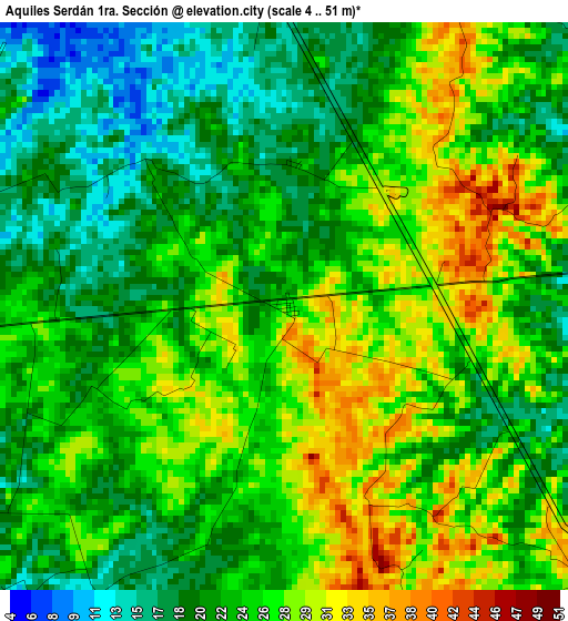 Aquiles Serdán 1ra. Sección elevation map