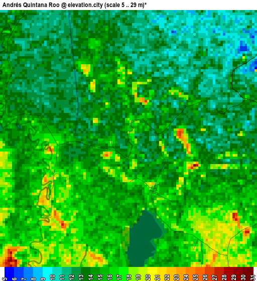 Andrés Quintana Roo elevation map