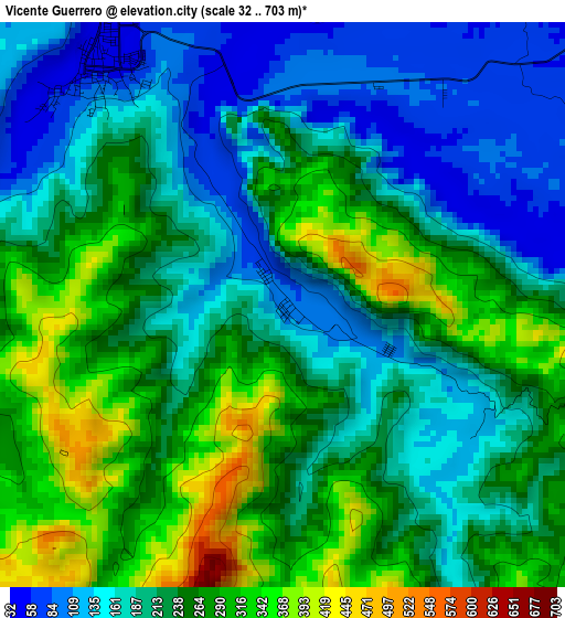 Vicente Guerrero elevation map