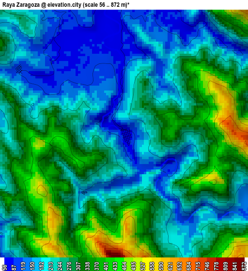 Raya Zaragoza elevation map