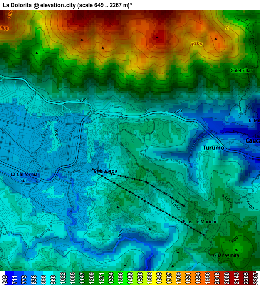 La Dolorita elevation map