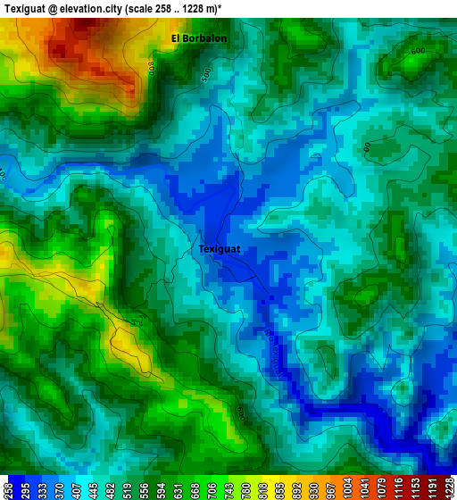 Texíguat elevation map