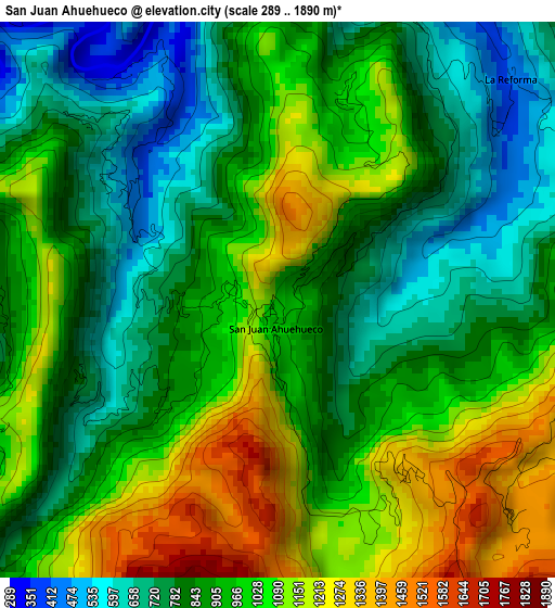 San Juan Ahuehueco elevation map