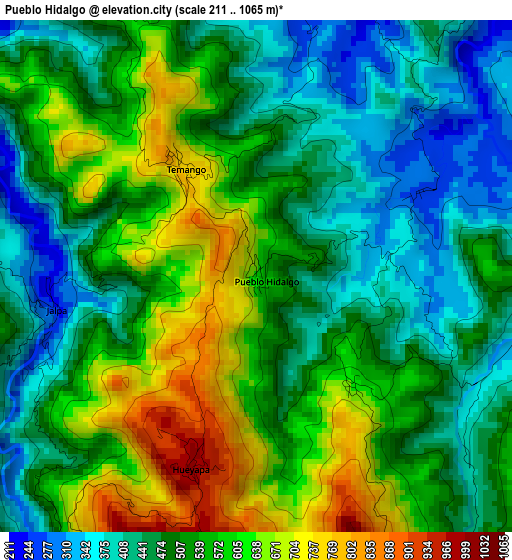 Pueblo Hidalgo elevation map