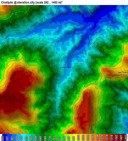 Chatipán elevation map