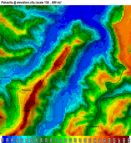 Pahactla elevation map