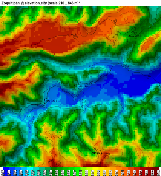 Zoquitipán elevation map