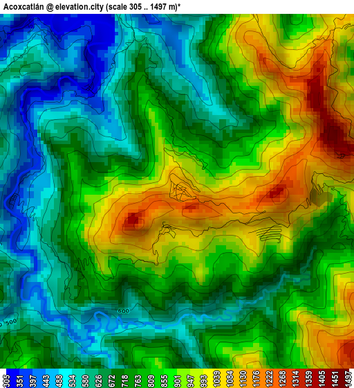 Acoxcatlán elevation map