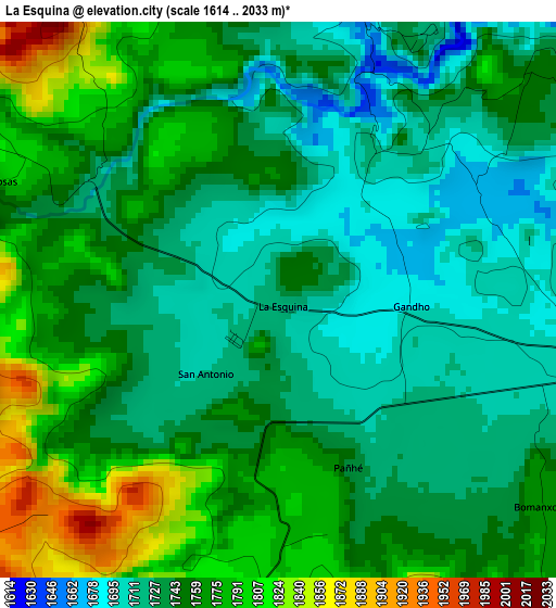 La Esquina elevation map