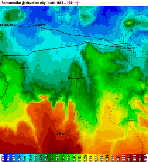 Bomanxotha elevation map