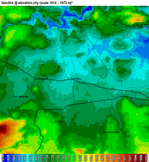 Gandhó elevation map