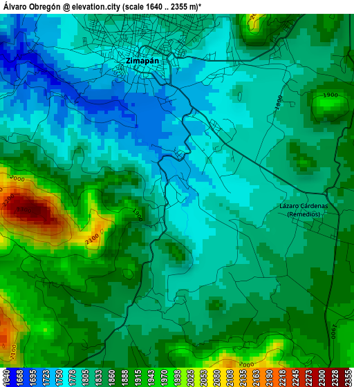 Álvaro Obregón elevation map