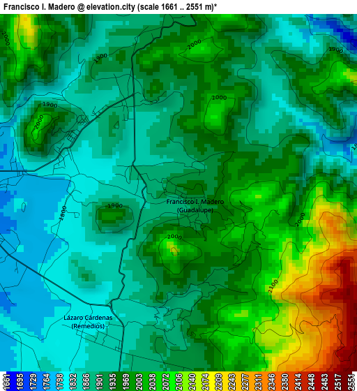 Francisco I. Madero elevation map