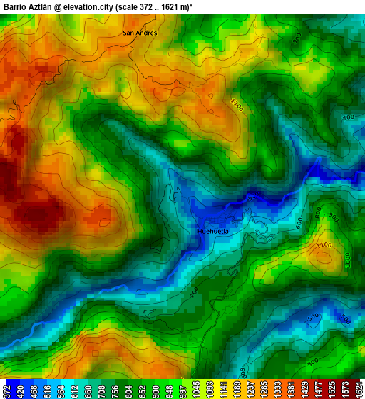 Barrio Aztlán elevation map