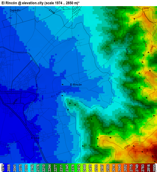 El Rincón elevation map