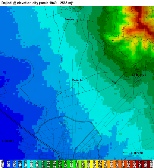 Dajiedi elevation map