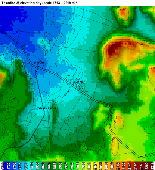 Taxadho elevation map