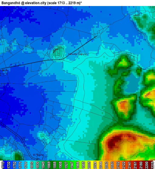 Bangandhó elevation map