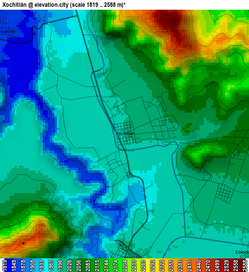 Xochitlán elevation map