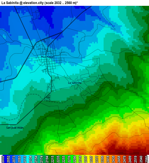 La Sabinita elevation map