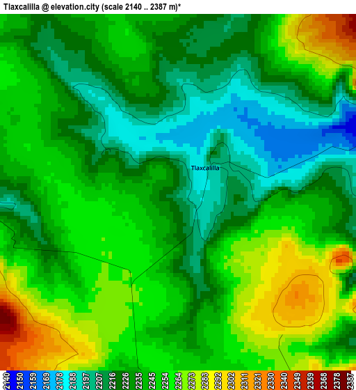 Tlaxcalilla elevation map