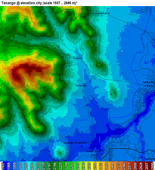 Tenango elevation map