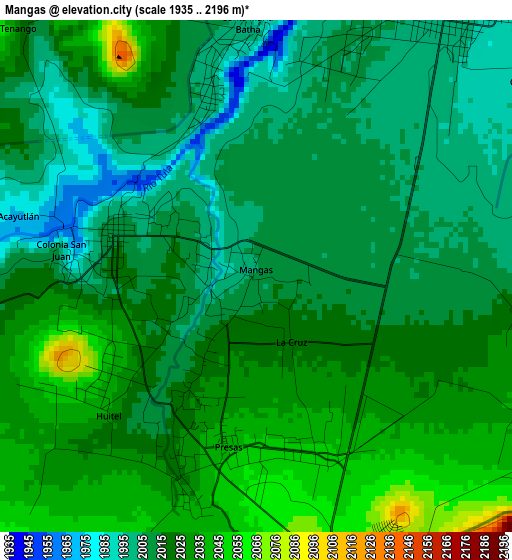 Mangas elevation map