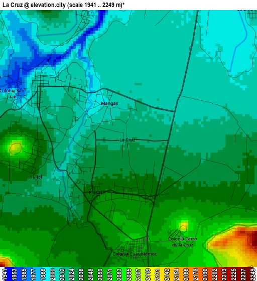 La Cruz elevation map