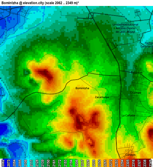 Bomintzha elevation map