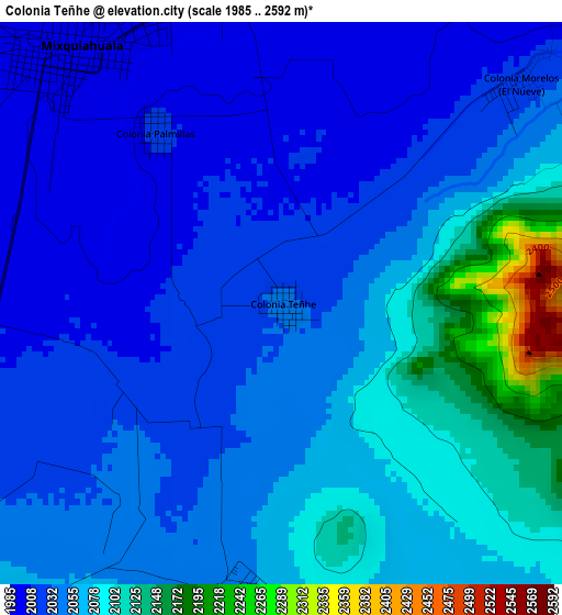 Colonia Teñhe elevation map