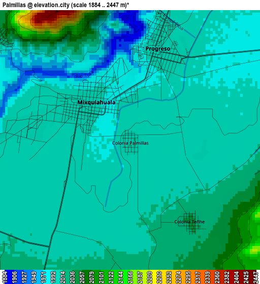 Palmillas elevation map