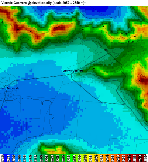 Vicente Guerrero elevation map