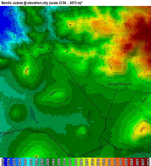 Benito Juárez elevation map