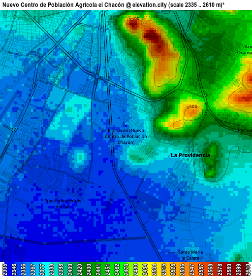 Nuevo Centro de Población Agrícola el Chacón elevation map