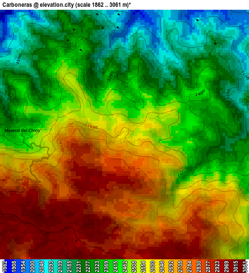 Carboneras elevation map