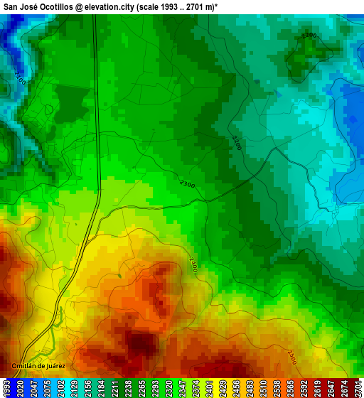 San José Ocotillos elevation map