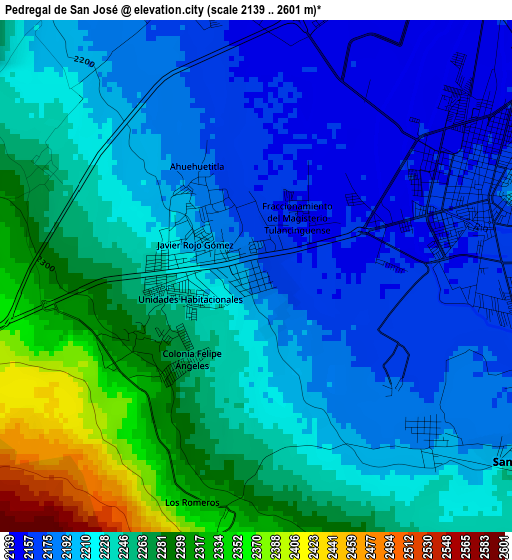 Pedregal de San José elevation map
