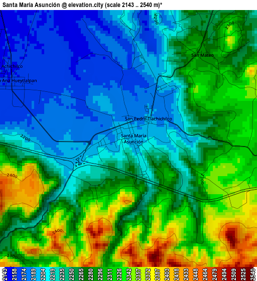 Santa María Asunción elevation map