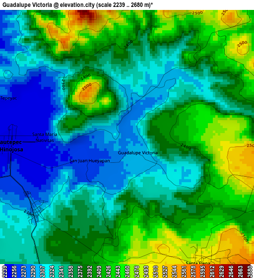 Guadalupe Victoria elevation map