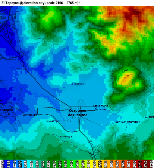 El Tepeyac elevation map