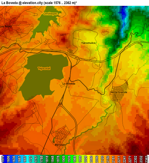 La Boveda elevation map