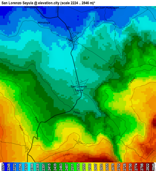 San Lorenzo Sayula elevation map