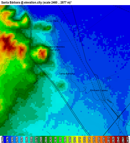 Santa Bárbara elevation map