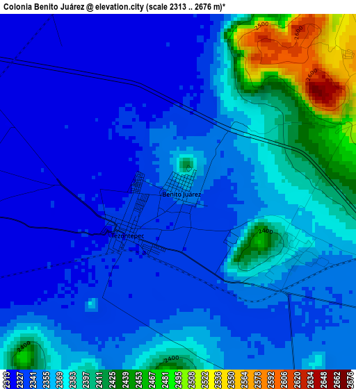 Colonia Benito Juárez elevation map